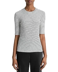 Striped Elbow Sleeve Crewneck Tee