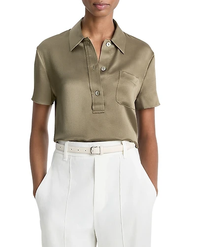 Vince Silk Short Sleeve Polo Shirt