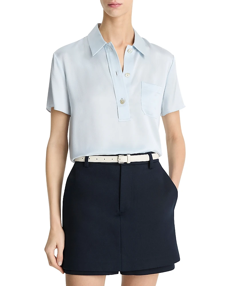 Vince Silk Short Sleeve Polo Shirt