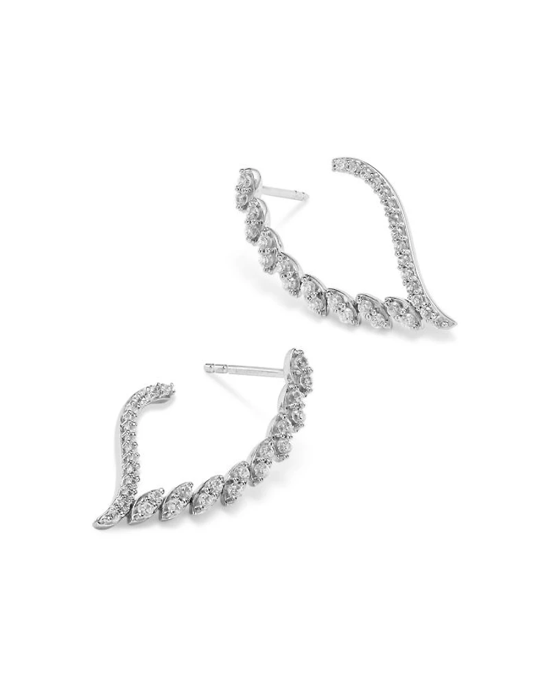 Diamond Drop Earrings in 14K White Gold, 0.50 tcw