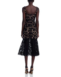 Black Fine Lace Midi Dress