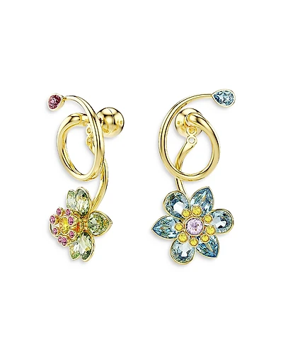 Swarovski Idyllia Crystal Flower Asymmetrical Drop Earrings