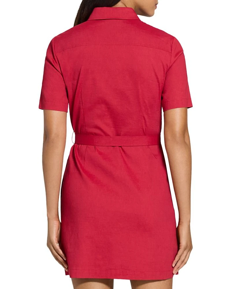 Linen Blend Military Mini Dress