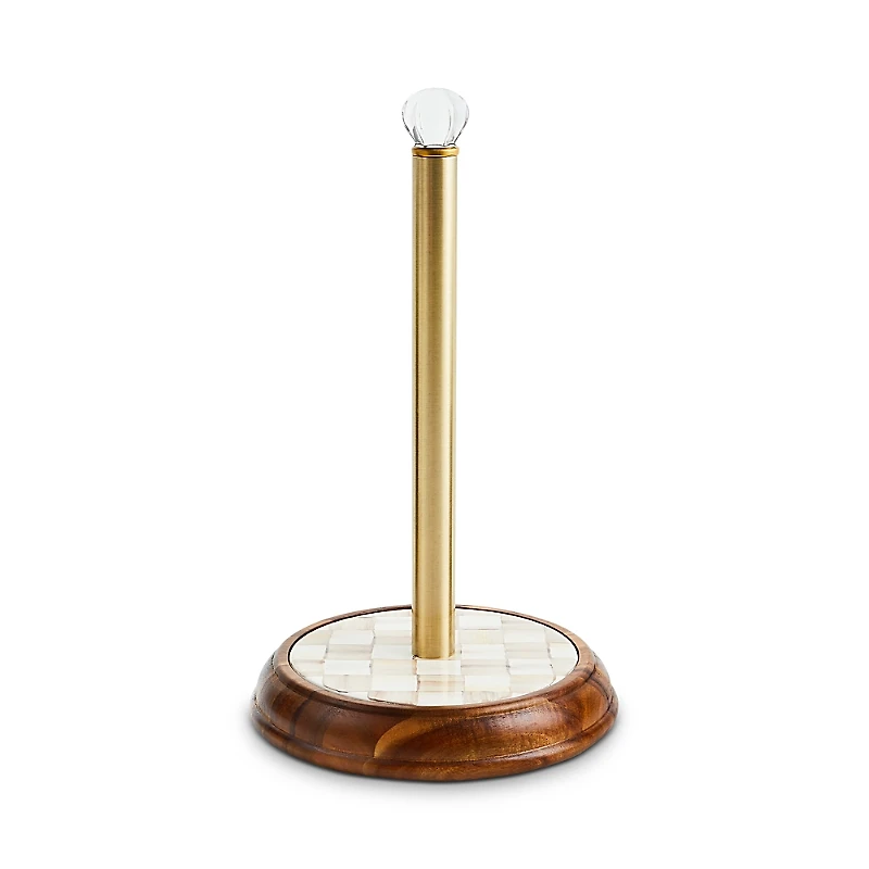 Mackenzie-Childs Mocha Check Wood Paper Towel Holder