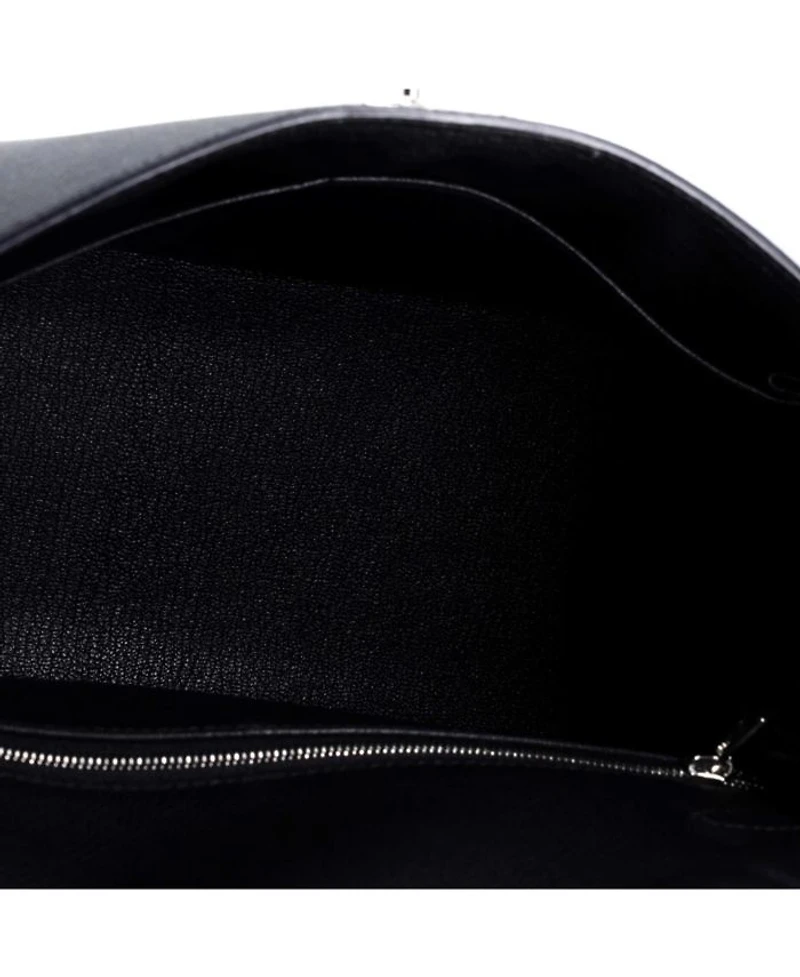 Kelly 28 Handbag Black Epsom with Palladium Hardware