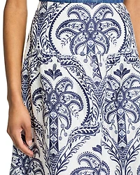 Tropical Cameo Linen Midi Skirt