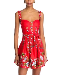 Farm Rio Sweet Bloom Bouquet Red Sleeveless Mini Dress
