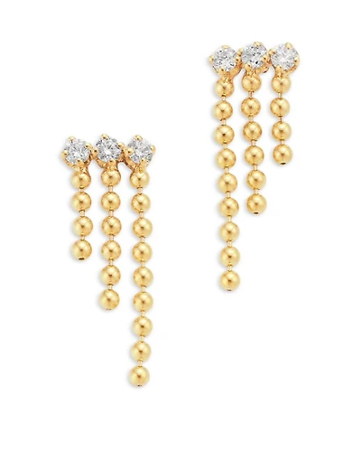 14K Yellow Gold Prong Diamonds Diamond Waterfall Drop Earrings