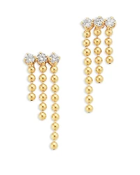 14K Yellow Gold Prong Diamonds Diamond Waterfall Drop Earrings
