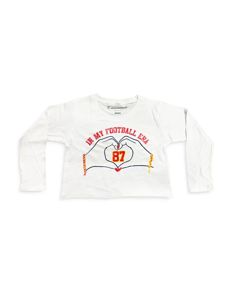 Girls' Football Era Long Sleeved Cropped Graphic Tee - Big Kid