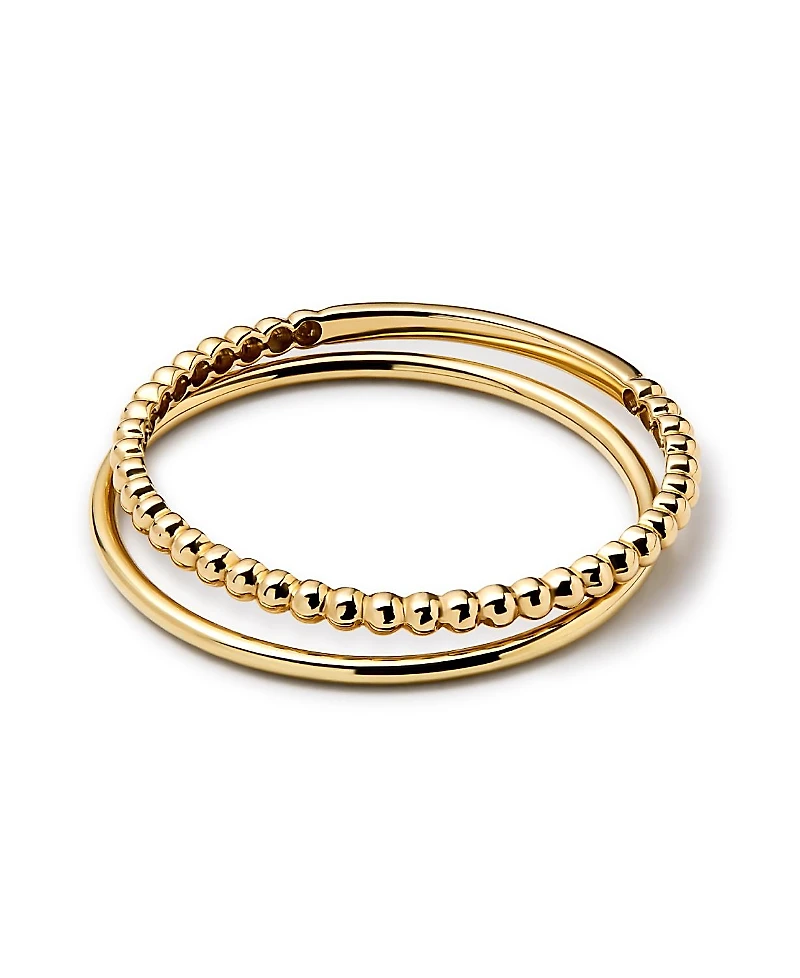 Ana Luisa Gold Band Bead Two Ring Set