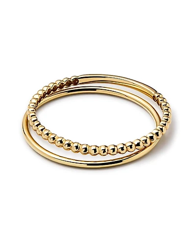Ana Luisa Gold Band Bead Two Ring Set