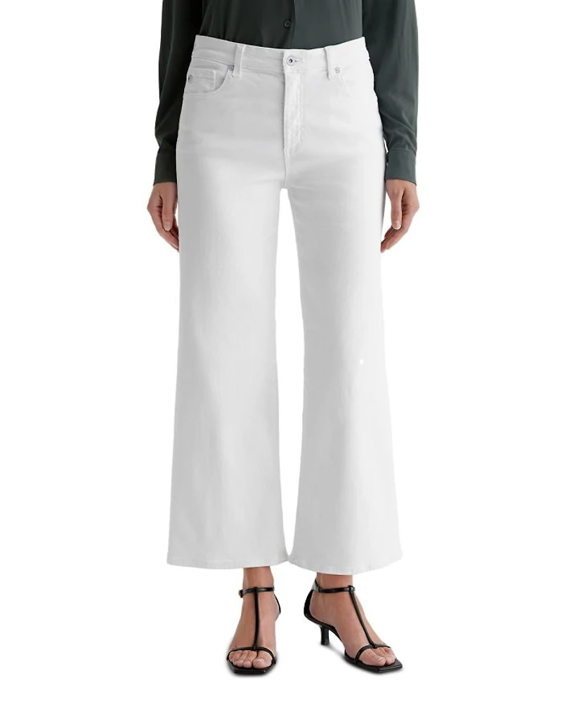Saige Mid Rise Wide Leg Cropped Jeans Gallery White