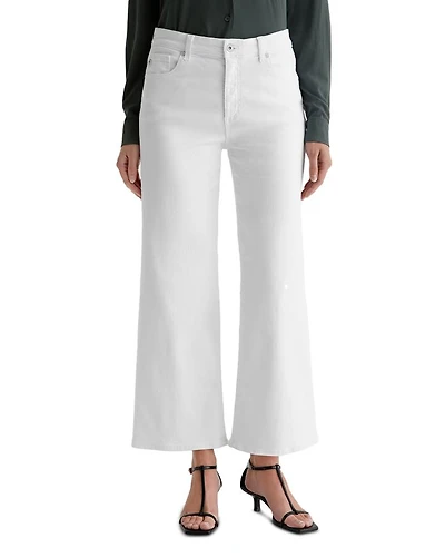 Saige Mid Rise Wide Leg Cropped Jeans Gallery White