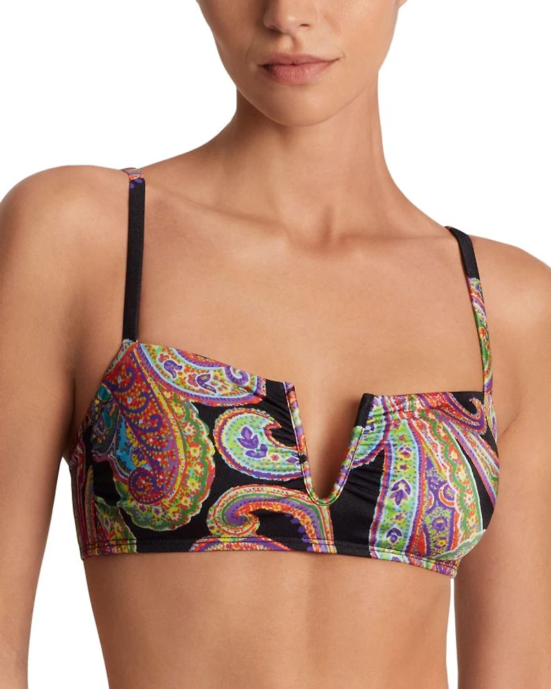 Shirred Over The Shoulder Bikini Top
