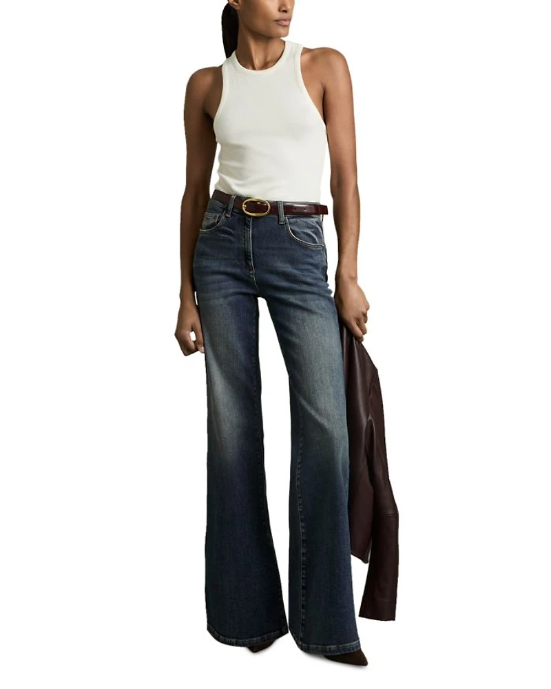 Petite Bonnie Flare Jeans Mid Blue