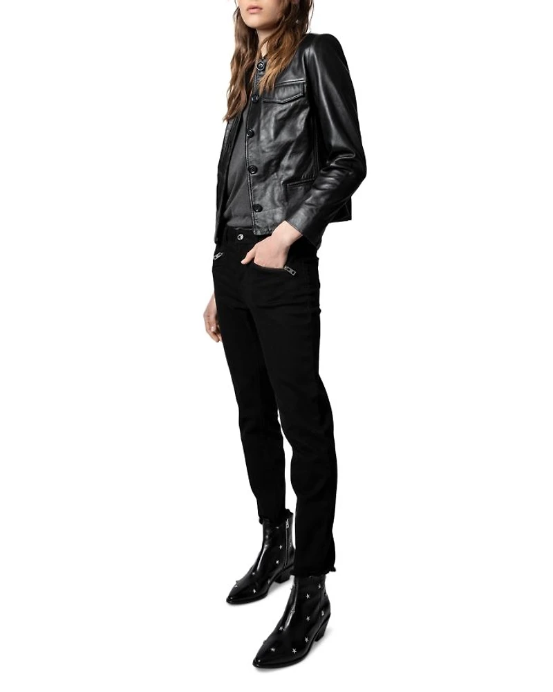 Liam Leather Button-Up Jacket