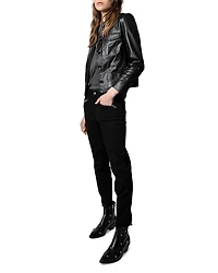 Liam Leather Button-Up Jacket