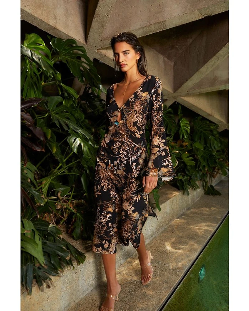 Sara Jungle Sheer Chiffon Swim Cover-Up Dress