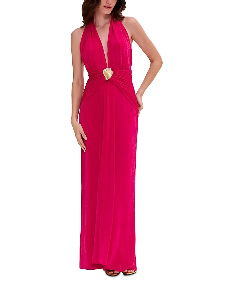 PatBO Radiant Jersey Halter Gown