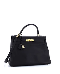 Kelly Handbag Black Togo with Gold Hardware