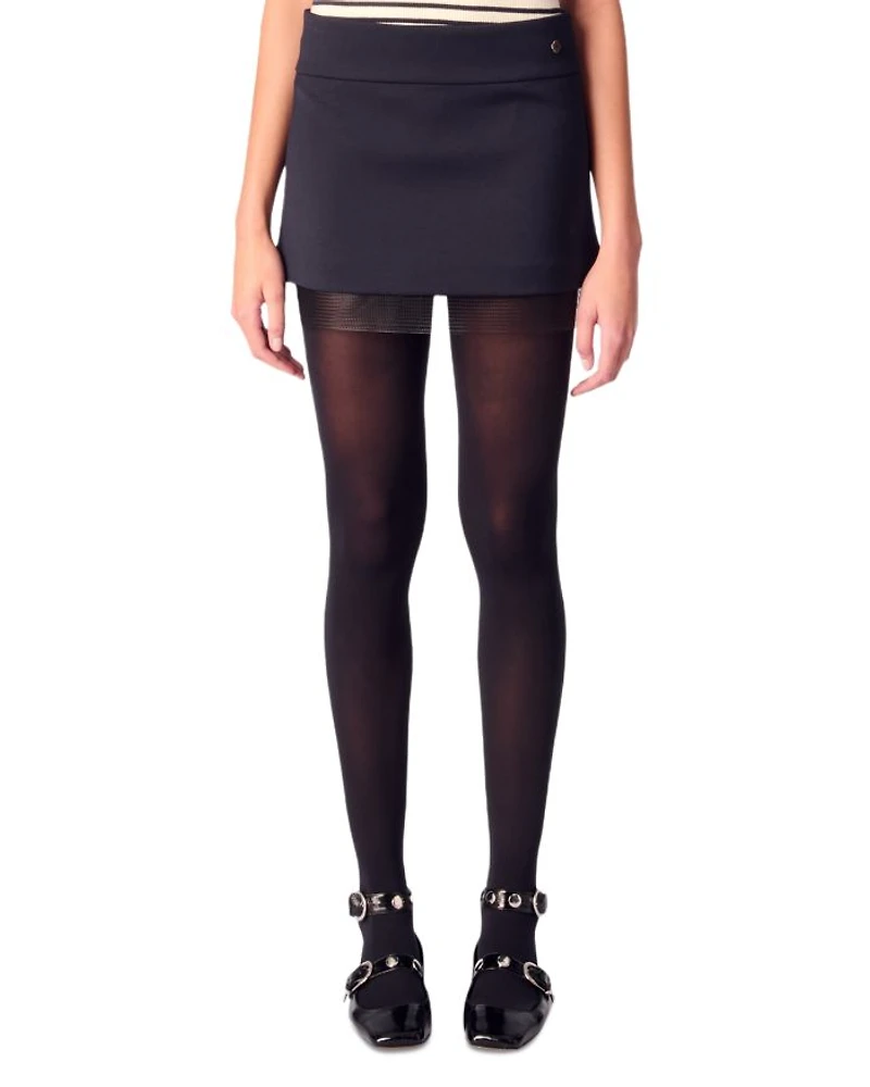 Tulle Trim Wool Blend Skirt