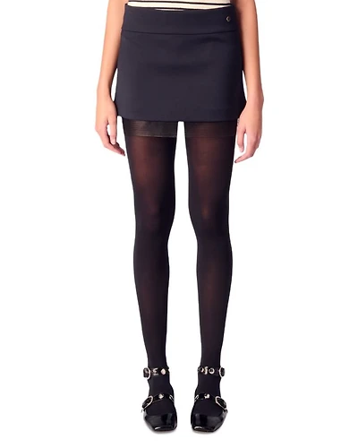 Tulle Trim Wool Blend Skirt