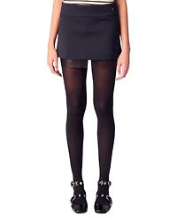 Tulle Trim Wool Blend Skirt