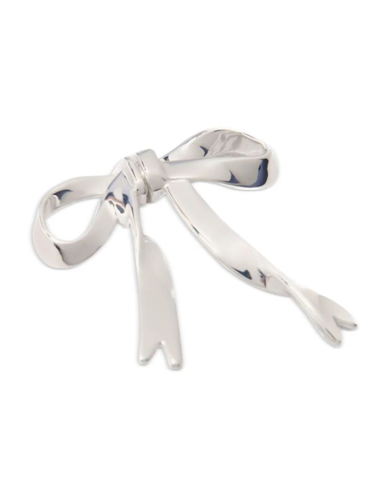 Silver Tone Bow Single Front to Back Earring
