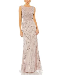 Mac Duggal Sleeveless High Neck Sequin Beaded Gown