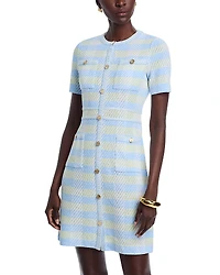 Misook Plaid Button Front Sheath Dress