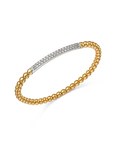 Diamond Stretch Beaded Bracelet in 14K Yellow Gold, 0.5 tcw