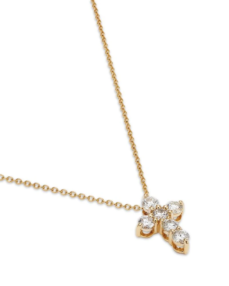 Diamond Cross Pendant Necklace in 14K Yellow Gold