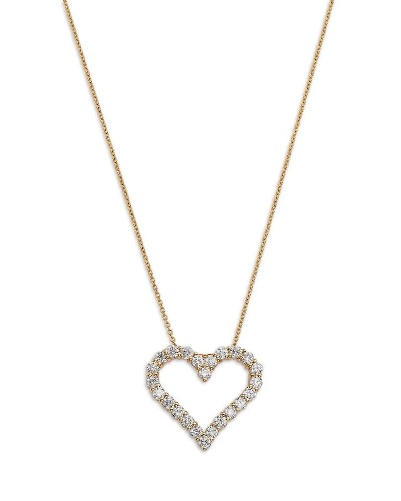 Diamond Heart Pendant Necklace in 14K Yellow Gold