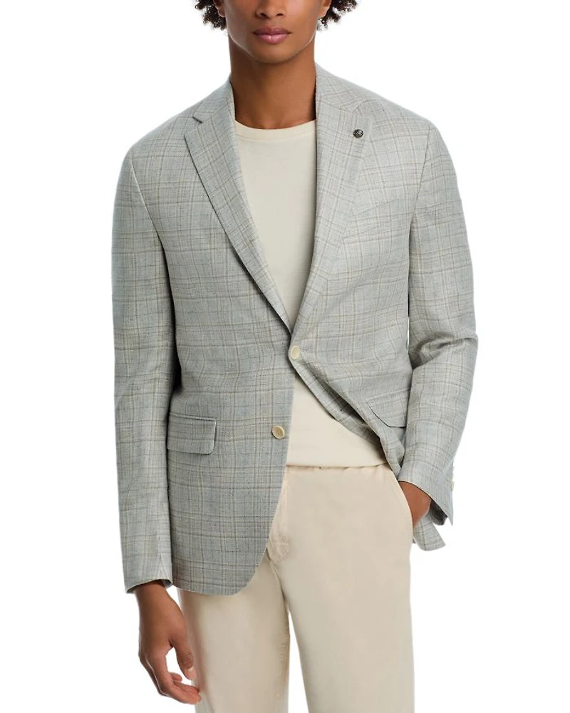 Silk & Wool Plaid Regular Fit Sport Coat