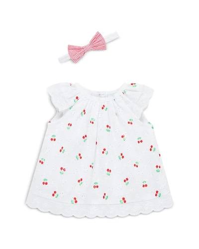 Little Me Girls' Cherry Eyelet Top, Shorts & Headband Set - Baby