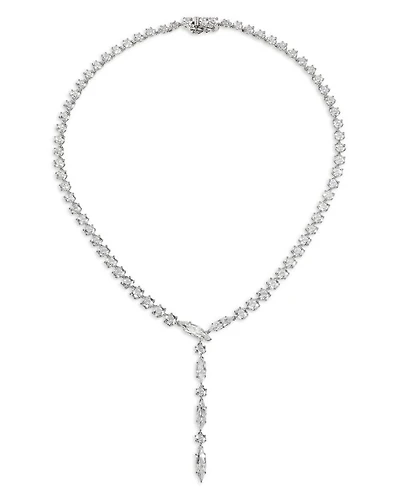 BTRX Mixed Cubic Zirconia Lariat Necklace in Rhodium Plated, 16"