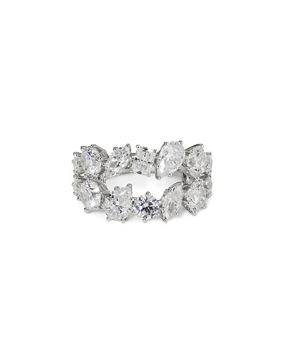 BTRX Mixed Cubic Zirconia Cocktail Ring Rhodium Plated