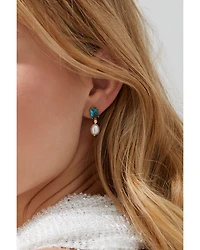 Blue Lagoon Mixed Stone Drop Earrings in 18K Gold Plated