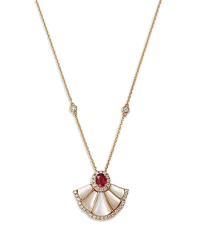 Bloomingdale's Fine Collection Ruby, Mother of Pearl & Diamond Pendant Necklace