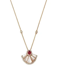Bloomingdale's Fine Collection Ruby, Mother of Pearl & Diamond Pendant Necklace