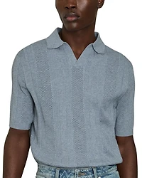 Kansas Open Collar Stripe Textured Knitted Polo Shirt