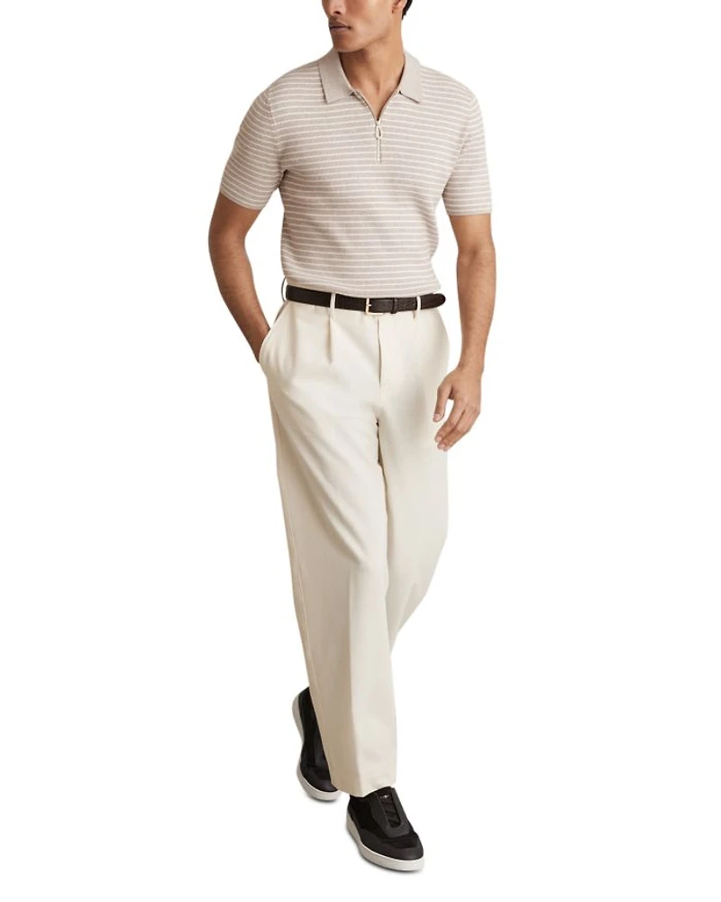 Fallow Half Zip Stripe Knitted Polo Shirt