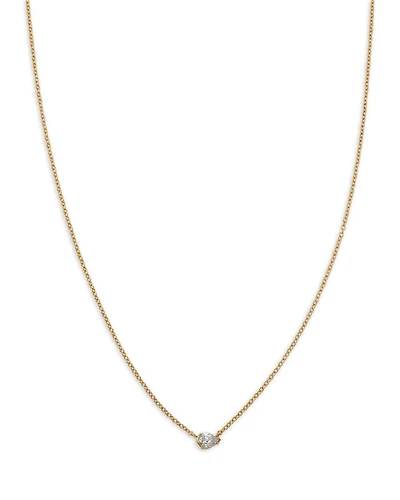14K Yellow Gold Pear Cut Diamond Pendant Necklace, 16"