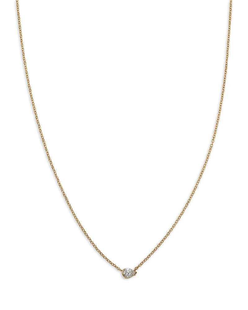 Moon & Meadow 14K Yellow Gold Pear Cut Diamond Pendant Necklace, 16