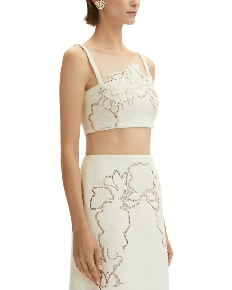 Floral Cut Out Tweed Skirt
