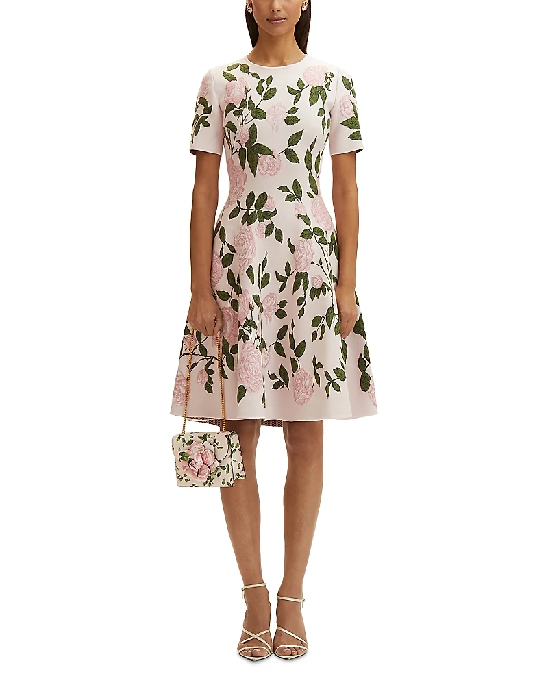 Oscar de la Renta Rose Jacquard Dress