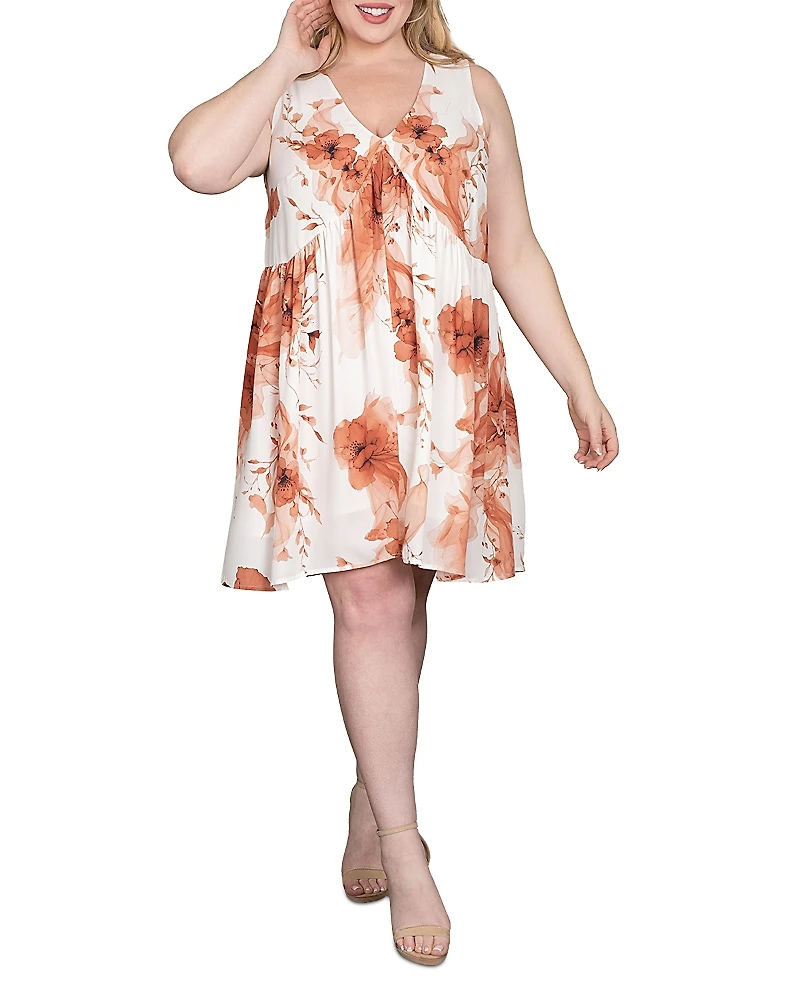 standards & practices Floral Print Tulip Hem Mini Shift Dress