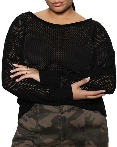 Plus Open Knit Sweater