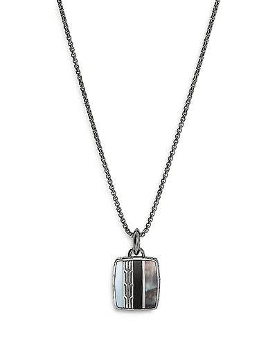 John Hardy Sterling Silver Black Onyx, Hematite & Black Mother of Pearl Carved Chain Pendant Necklace, 22